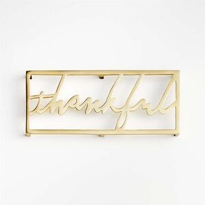 Crate & Barrel Thankful Gold Trivet